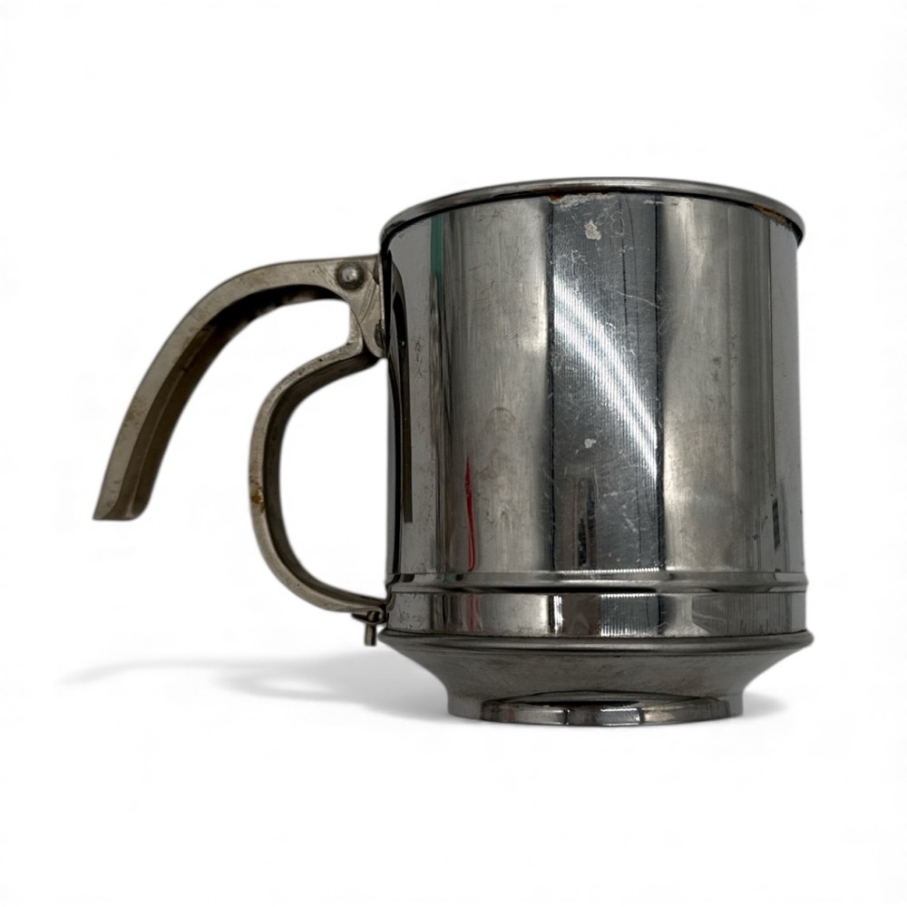 Vintage Stainless Steel Flour Sifter- Small- 1 Cup